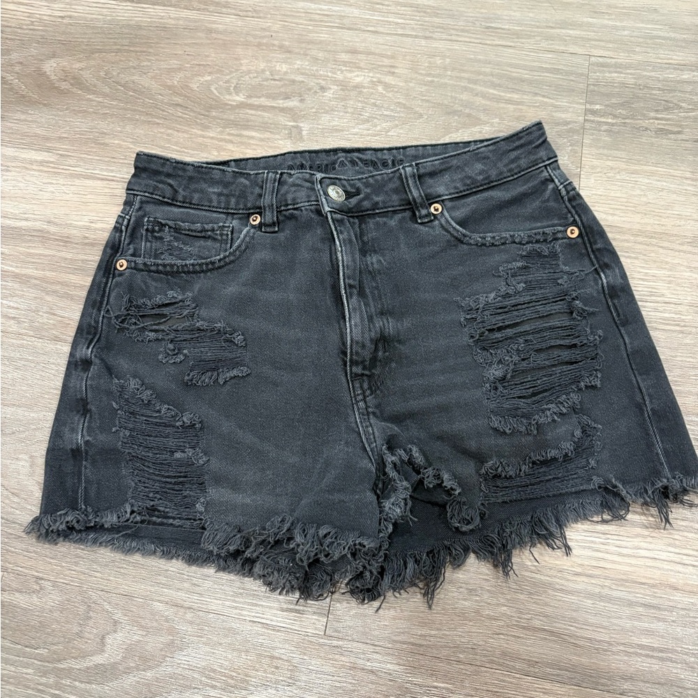 American Eagle Outfitters Black Ripped Jean Shorts